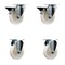 Service Caster 4'' Nylon Wheel Swivel Top Plate Caster Set with 2 Posi Brakes 2 Rigid, 4PK SCC-20S414-NYS-PLB-2-R-2 - alternate 1